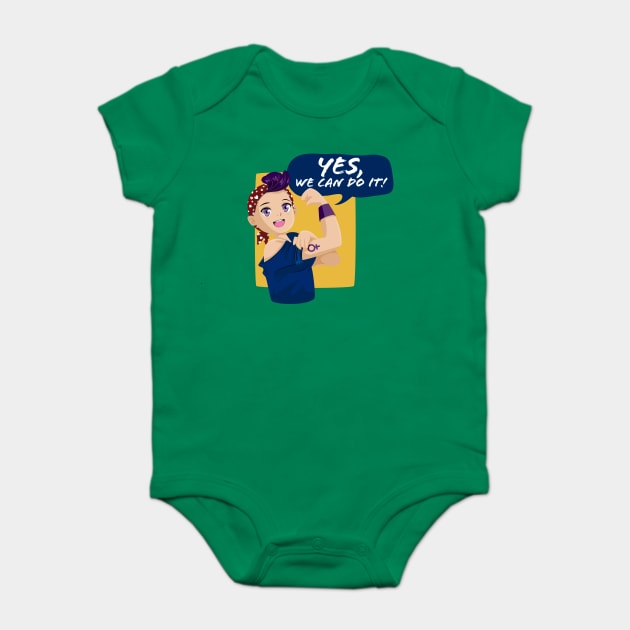 Yes, we can do it! Anime Teen Feminist Baby Bodysuit by creative